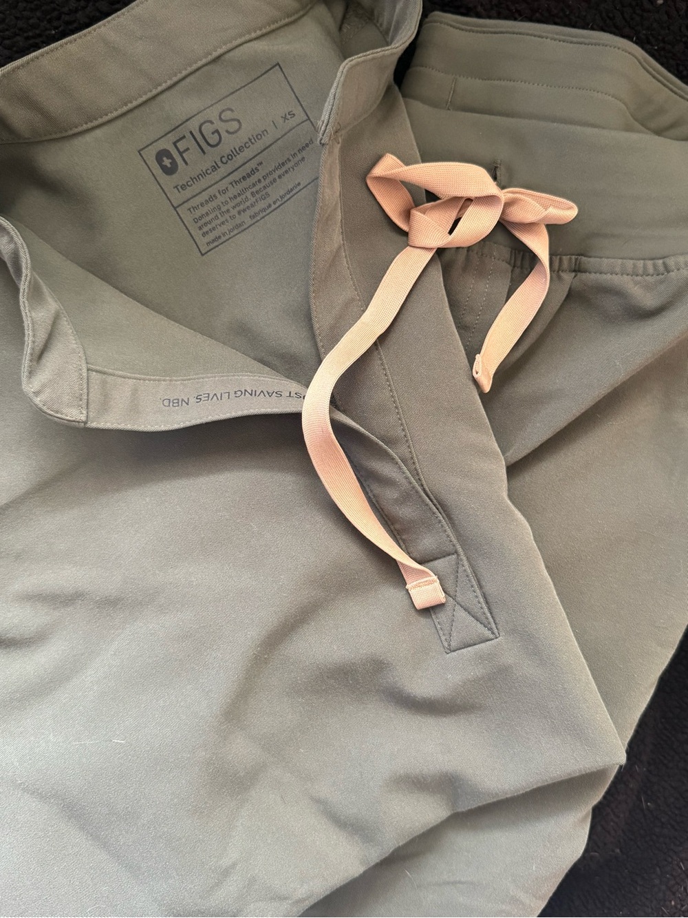Figs Women's Olive Green Scrub Jogger Pants with Peach Drawstring